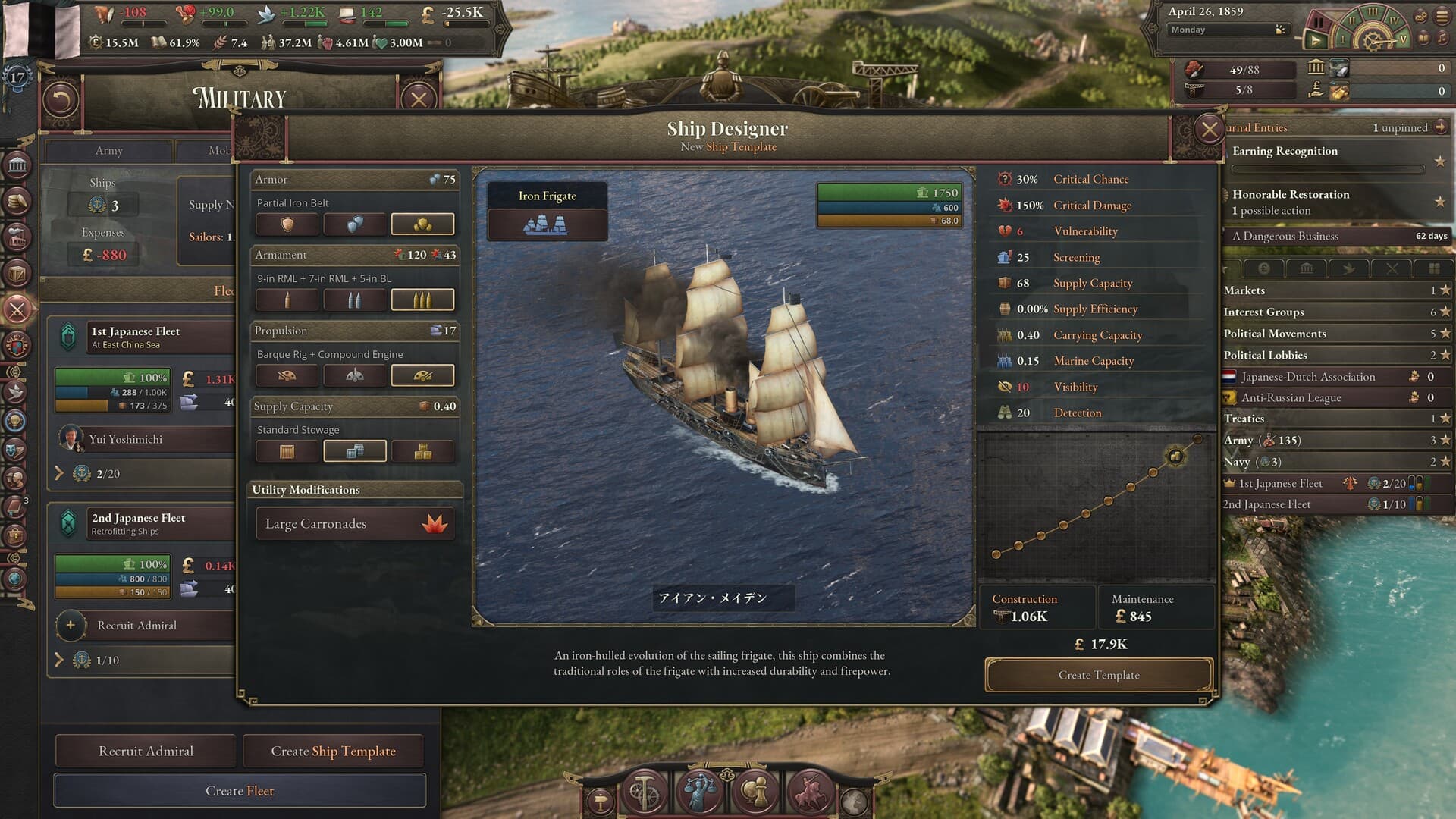 Flotte de navires de guerre dans Victoria 3 The Great Wave, expansion navale 2026
