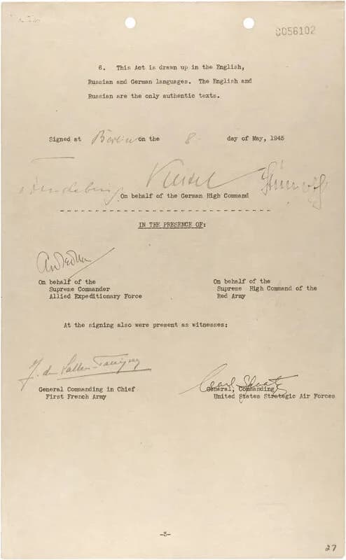 Document original de la capitulation allemande, 8 mai 1945