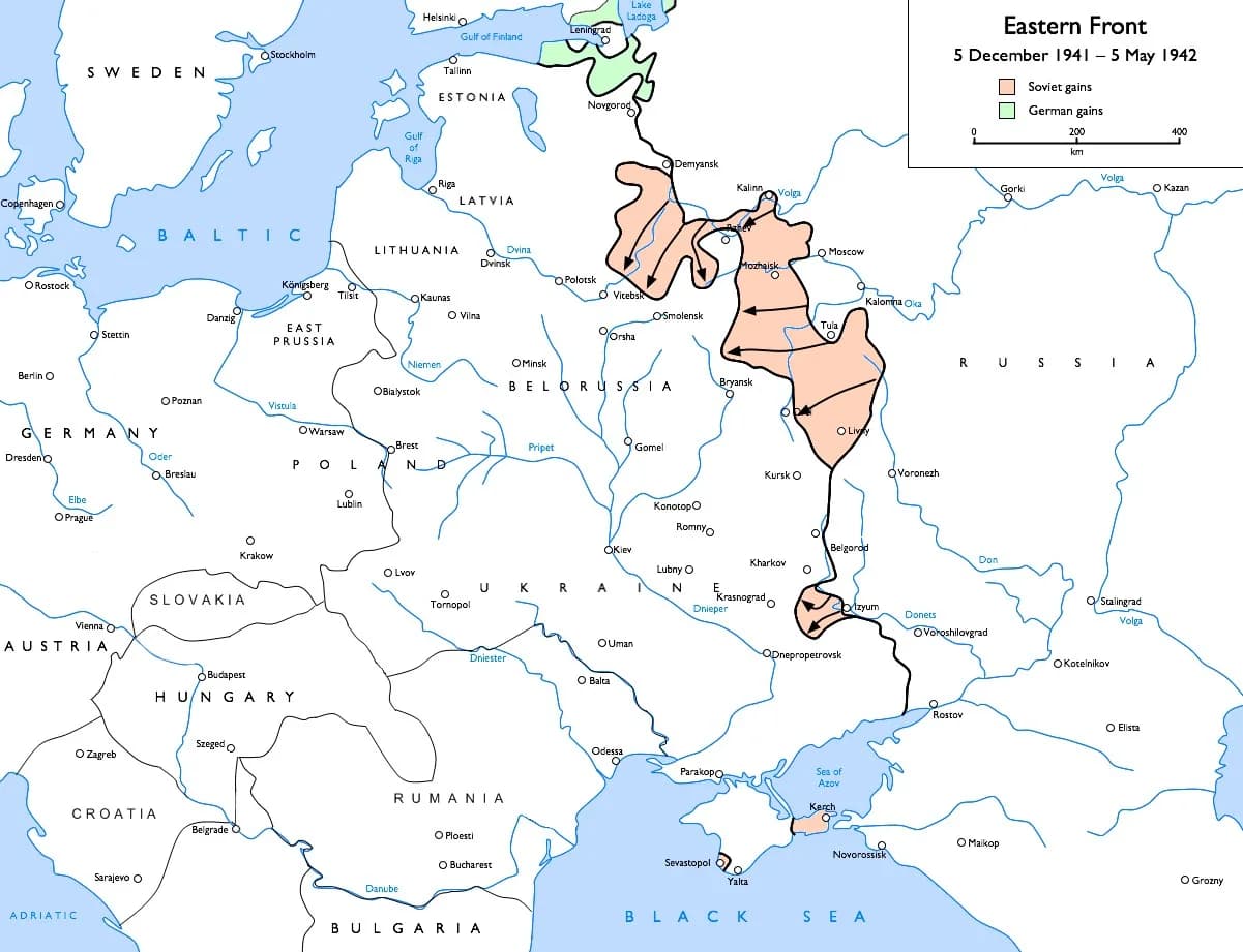 Carte du Front de l'Est, décembre 1941 à mai 1942