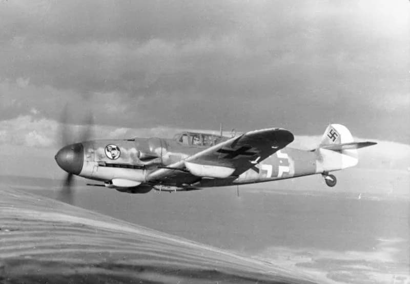 Messerschmitt Bf 109 en vol, photo de la Luftwaffe