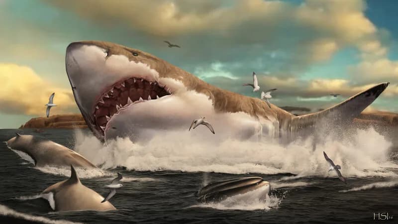 Mâchoire reconstituée de Mégalodon au Muséum national d'histoire naturelle