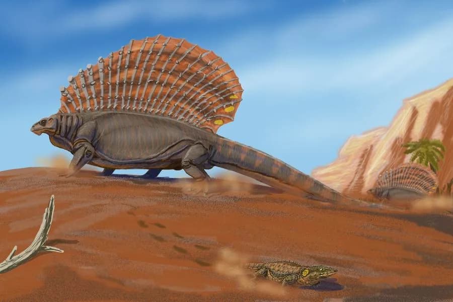 Squelette d'Edaphosaurus pogonias avec voile préservée