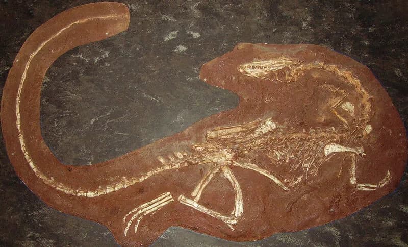 Squelette monté de Coelophysis au Muséum d'Histoire Naturelle